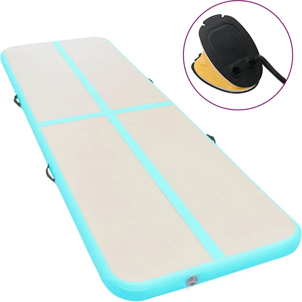 vidaXL Colchão de ginástica insuflável c/ bomba 500x100x10cm PVC verde