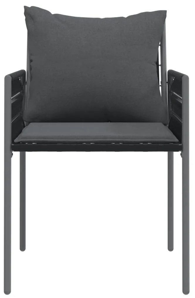 Cadeiras jardim c/ almofadões 2 pcs 54x61x83 cm vime PE preto