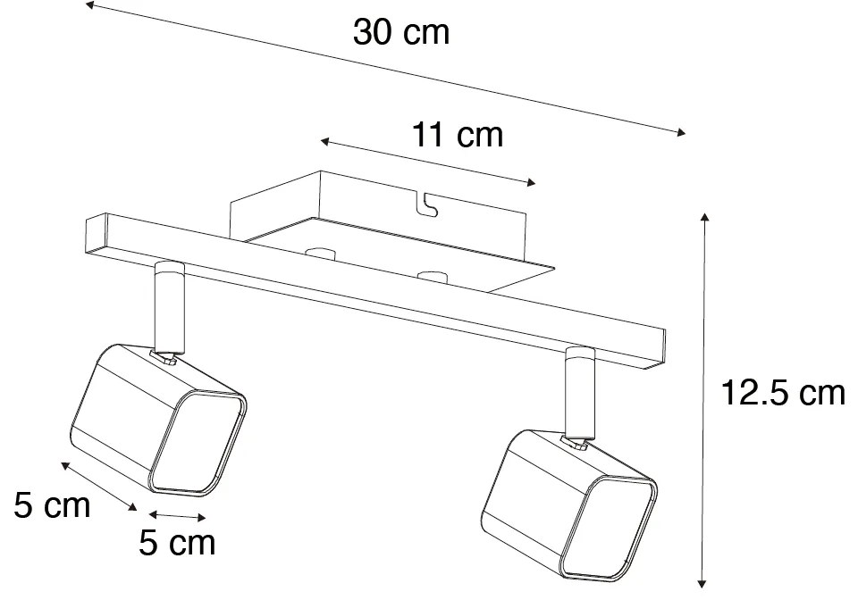 Candeeiro de teto moderno preto com LED 2 luzes - Nola