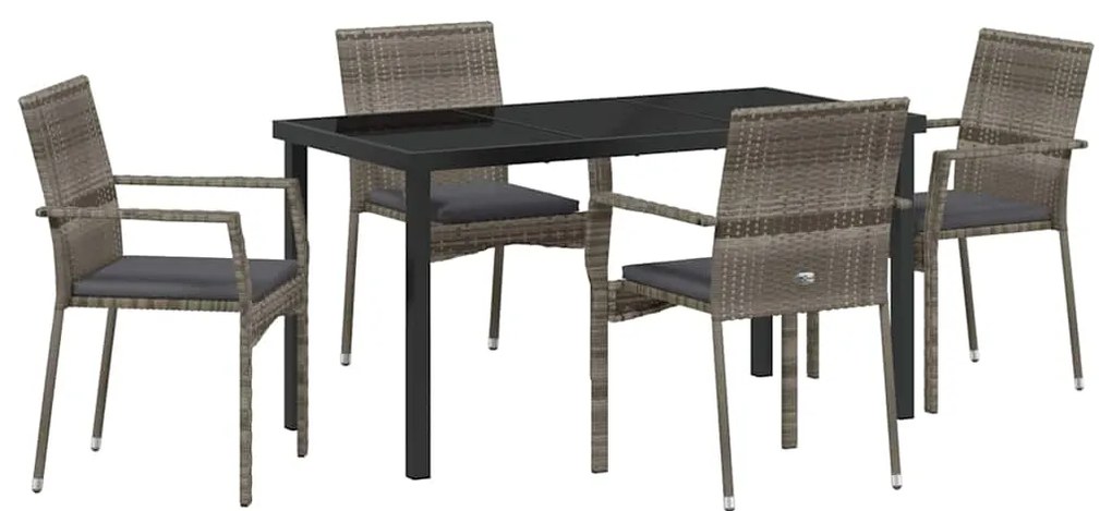 Conjunto de 4 Cadeiras de Jardim 5 pcs Cinzeto 140 x 70 x 73 cm