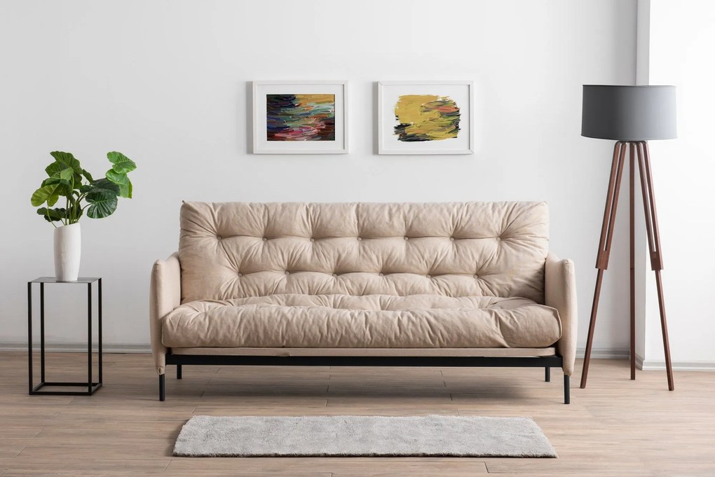 Sofá-Cama 3 Lugares Renge – Creme – 200x92x82 cm