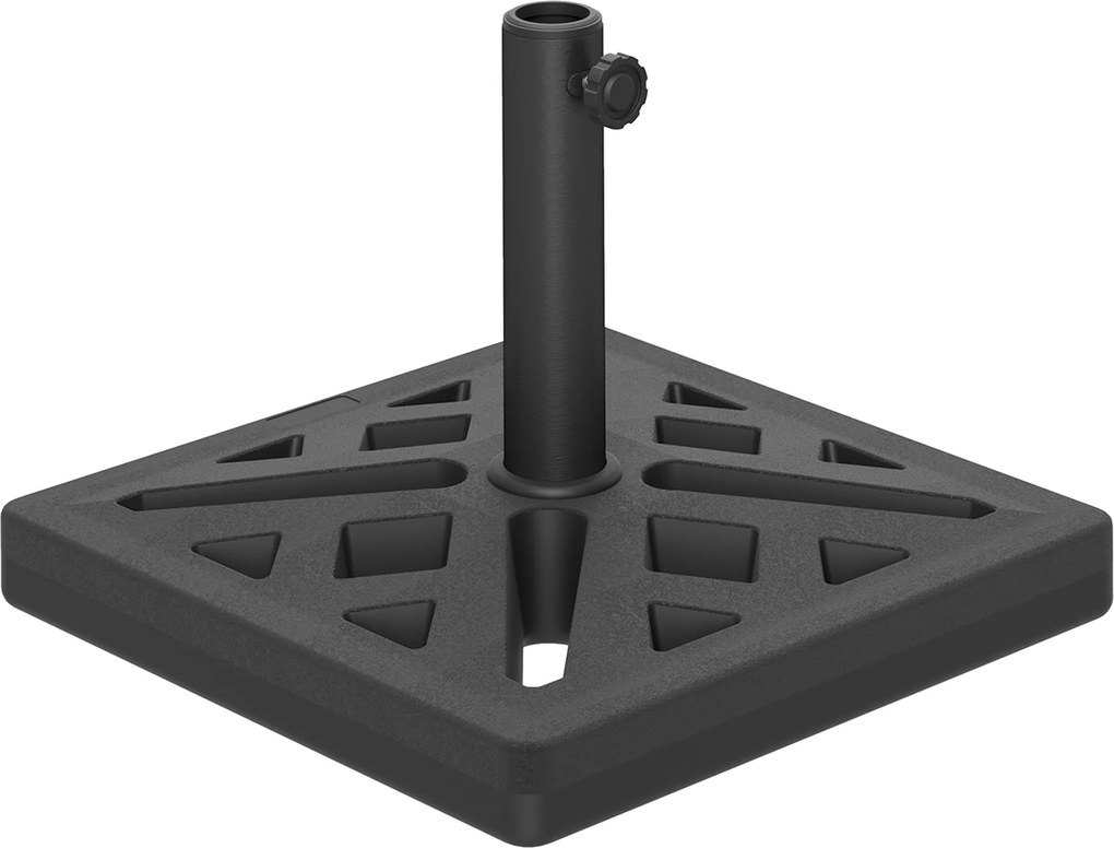 Outsunny Base quadrada para guarda-sol 15 kg, suporte em concreto para haste de Ø 32, 38, 48 mm, design vazado 45 x 45 x 33,5 cm, preto | Aosom Portugal