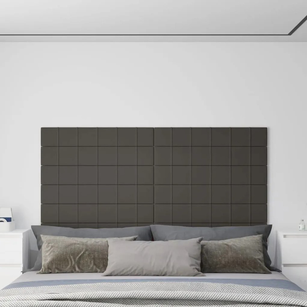 vidaXL Painel de parede 12 pcs 90x15 cm veludo 1,62m² cor cinza-escuro