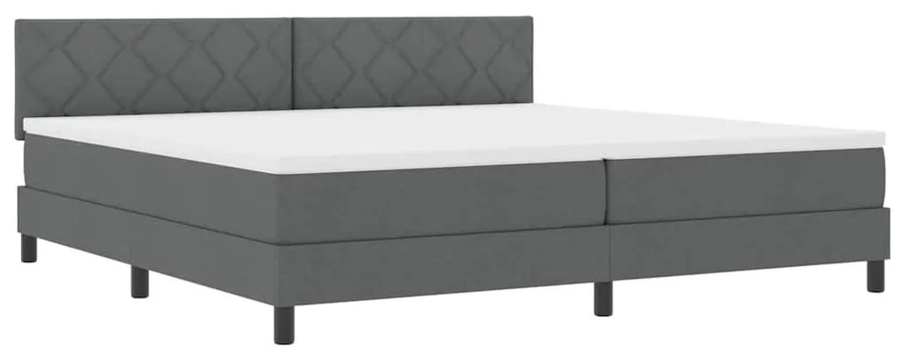 Cama Box Spring com Colchão &amp; LED Cinza Escuro 200x200 cm Tecido