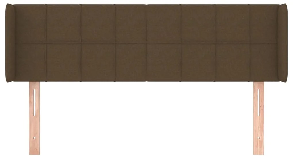 Cabeceira de cama c/ abas tecido 147x16x78/88cm castanho-escuro