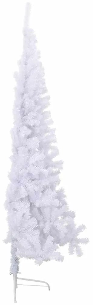 Meia árvore de Natal artificial com suporte 180 cm PVC branco