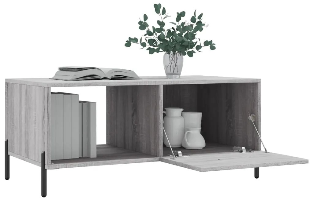 Mesa de centro 90x50x40 cm derivados de madeira cinzento sonoma
