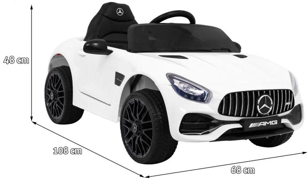 Carro elétrico para Crianças 12V Mercedes Benz GT, Rodas Espuma EVA, Assento couro ecológico Branco