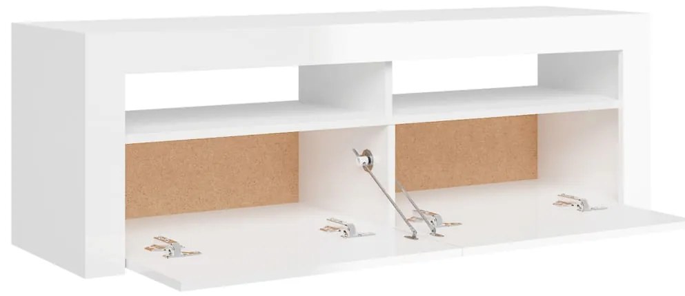 Móvel de TV com luzes LED 120x35x40 cm branco brilhante