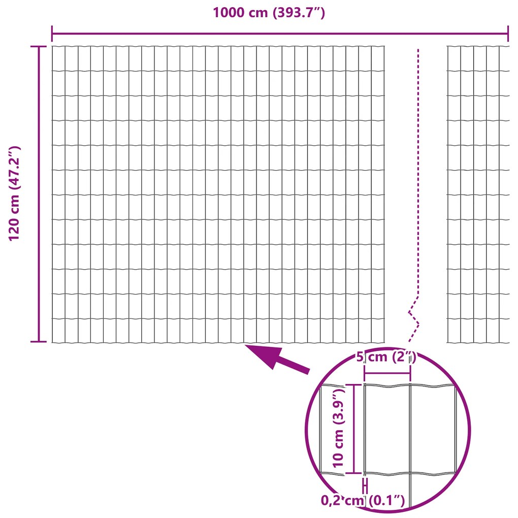 Cerca Euro com 5 Postes U Verde 1,2x10 m Aço