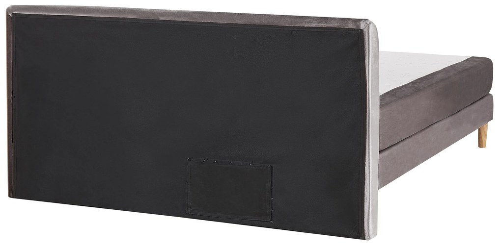 Cama de casal continental em veludo cinzento 180 x 200 cm MARQUISE Beliani