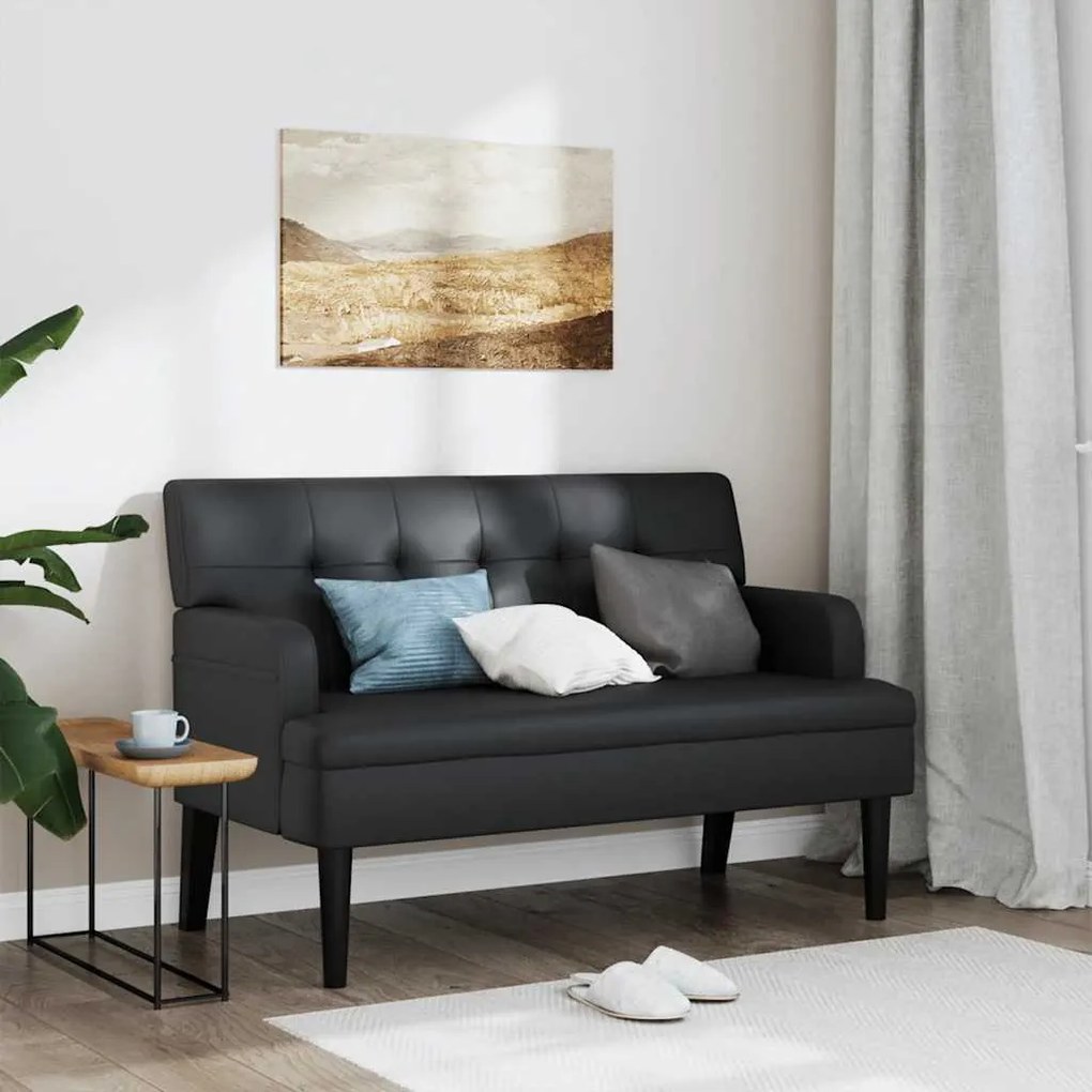 vidaXL Banco com encosto 112x65,5x75 cm couro artificial preto