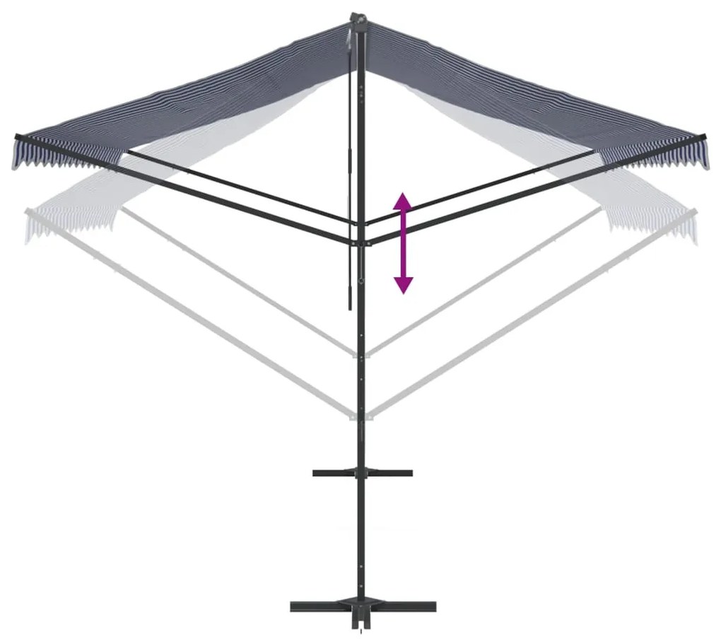 Toldo de pé 400x300 cm tecido e aço azul e branco