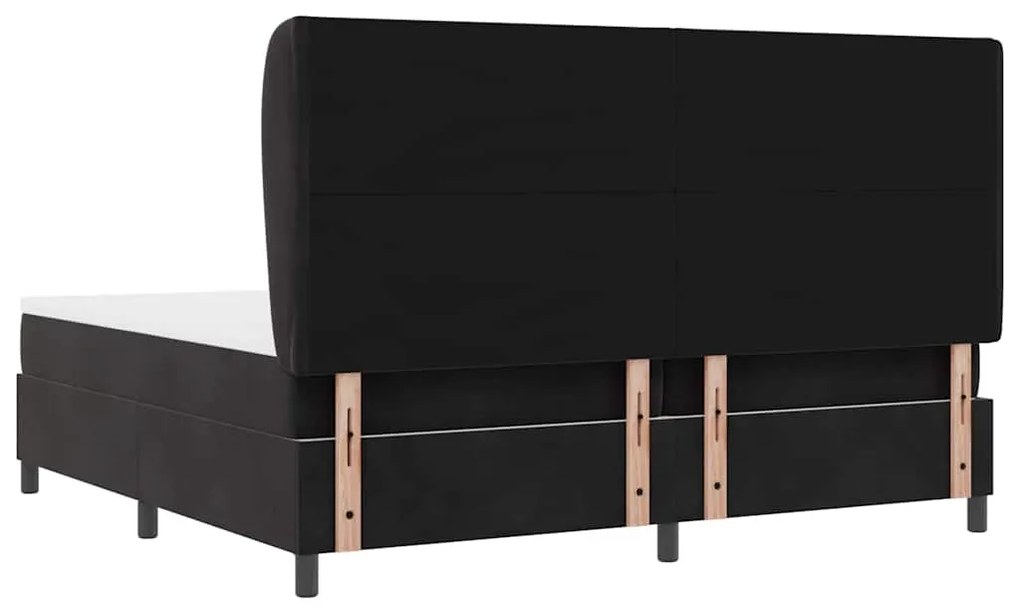 Cama Box preta com colchão de 200 x 200 cm em veludo