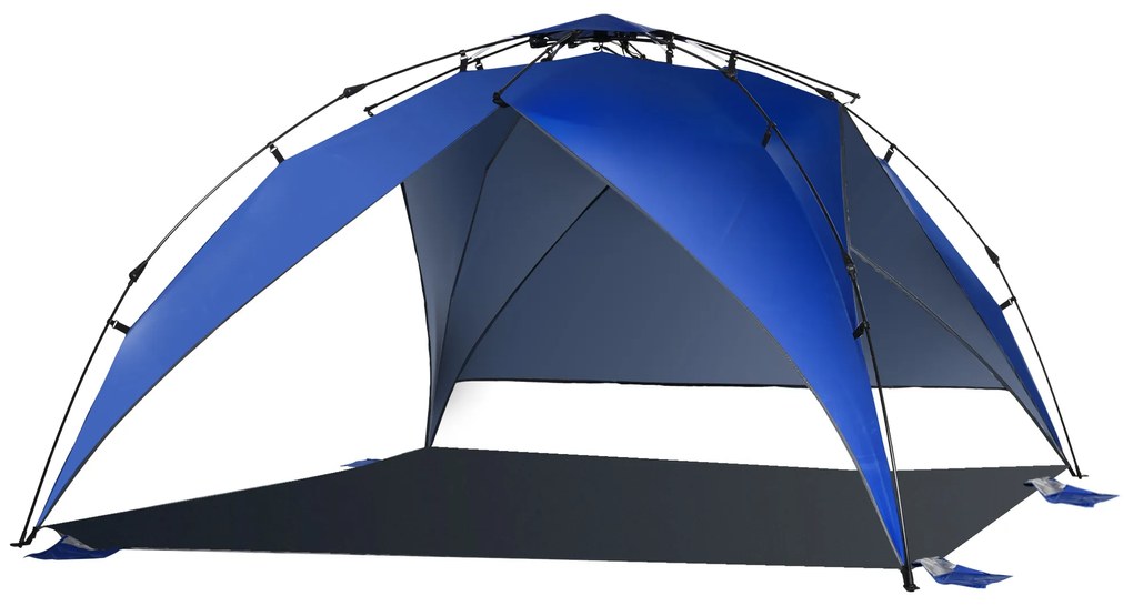 Tenda de Praia Dobrável Tenda de Praia com Bolsa de Transporte Impermeável para Parque Campismo 247x247x145 cm Azul