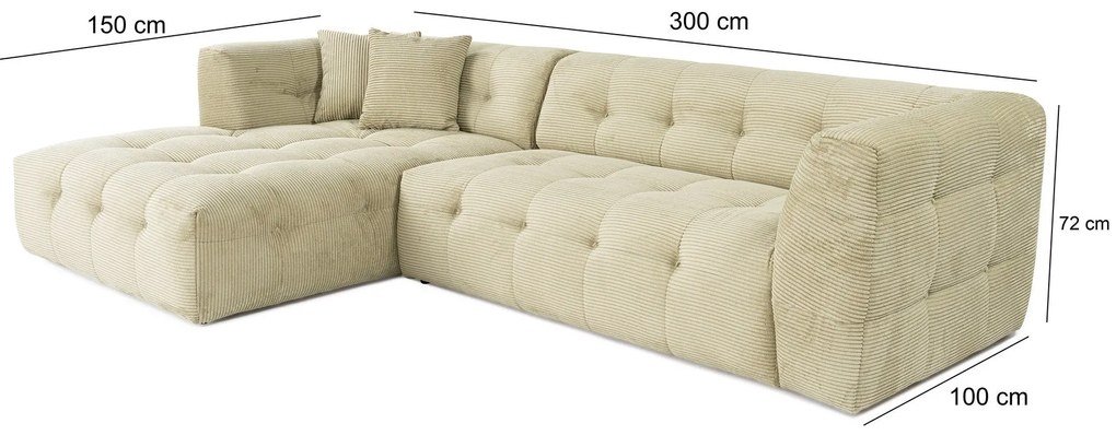 Sofá de Canto Cady – Verde – 300 x 150 cm