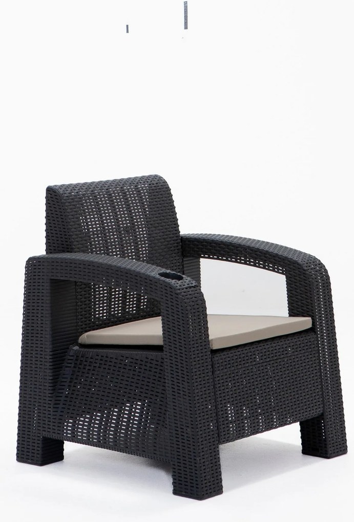 Conjunto de Lounge de Jardim Olimpos com 2 Poltronas e Mesa de Centro