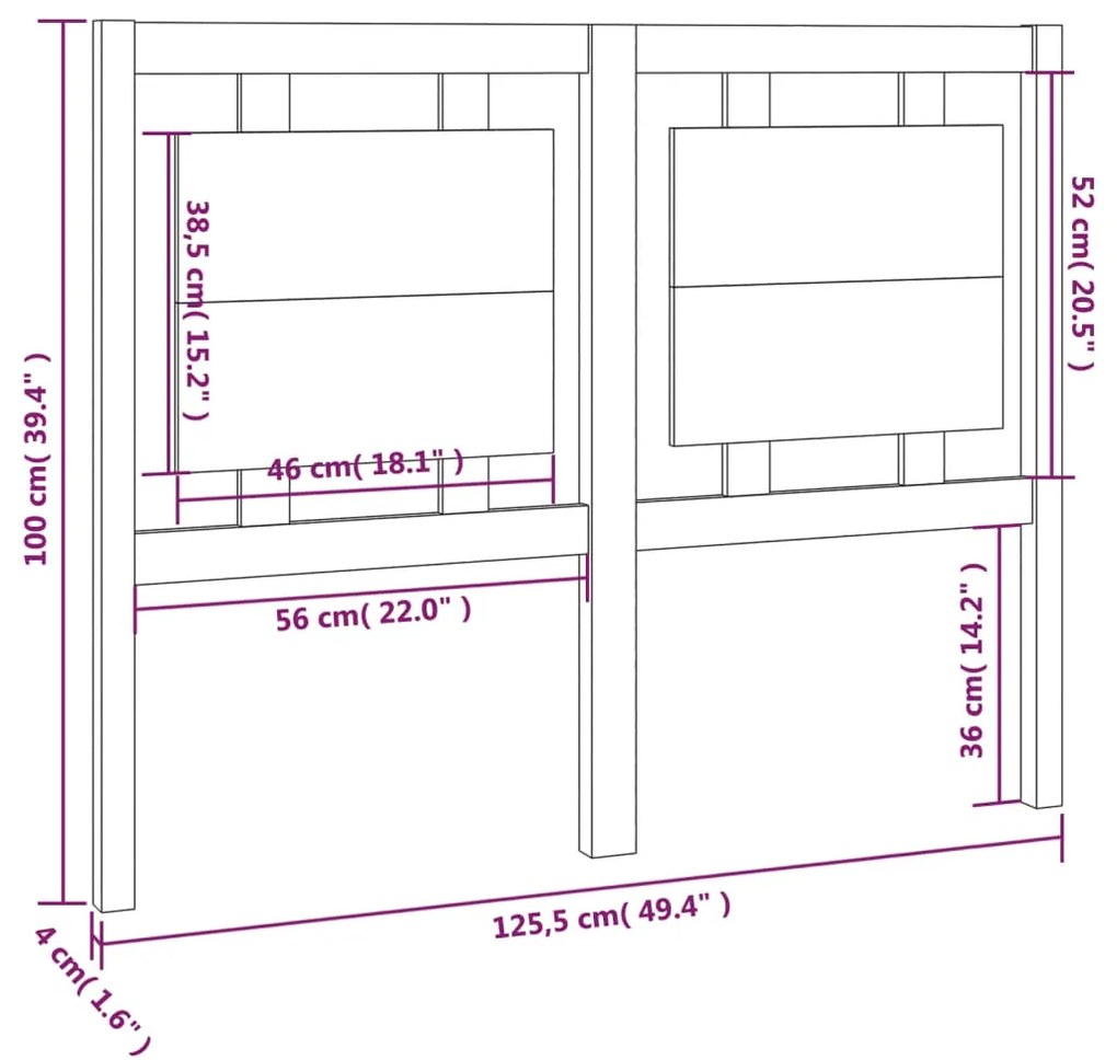 Cabeceira de cama 125,5x4x100 cm pinho maciço castanho mel