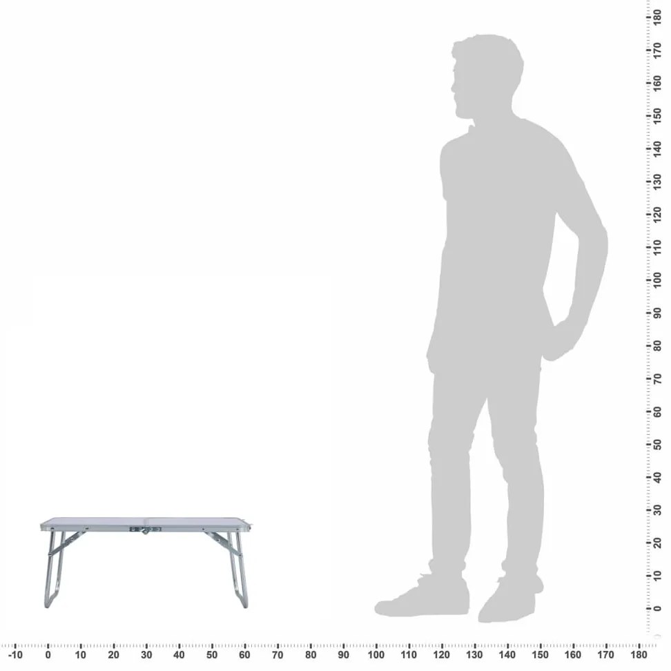 Mesa de campismo dobrável 60x40 cm alumínio branco