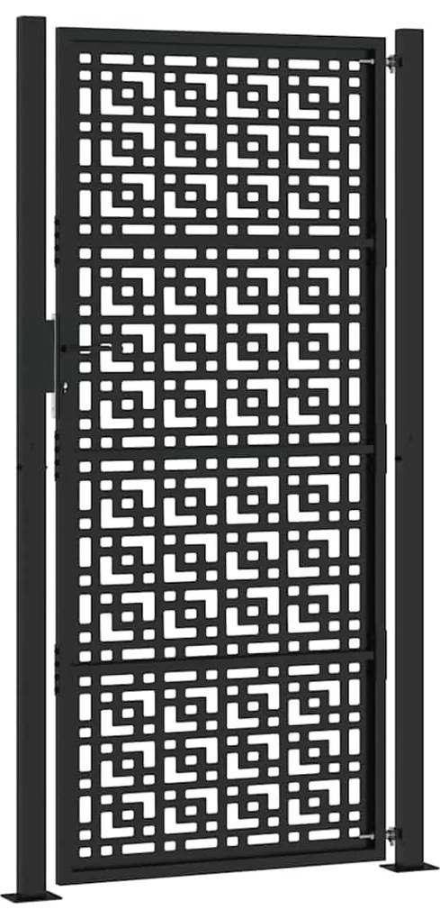 Portão de jardim 105x205 cm preto design cruzado de aço