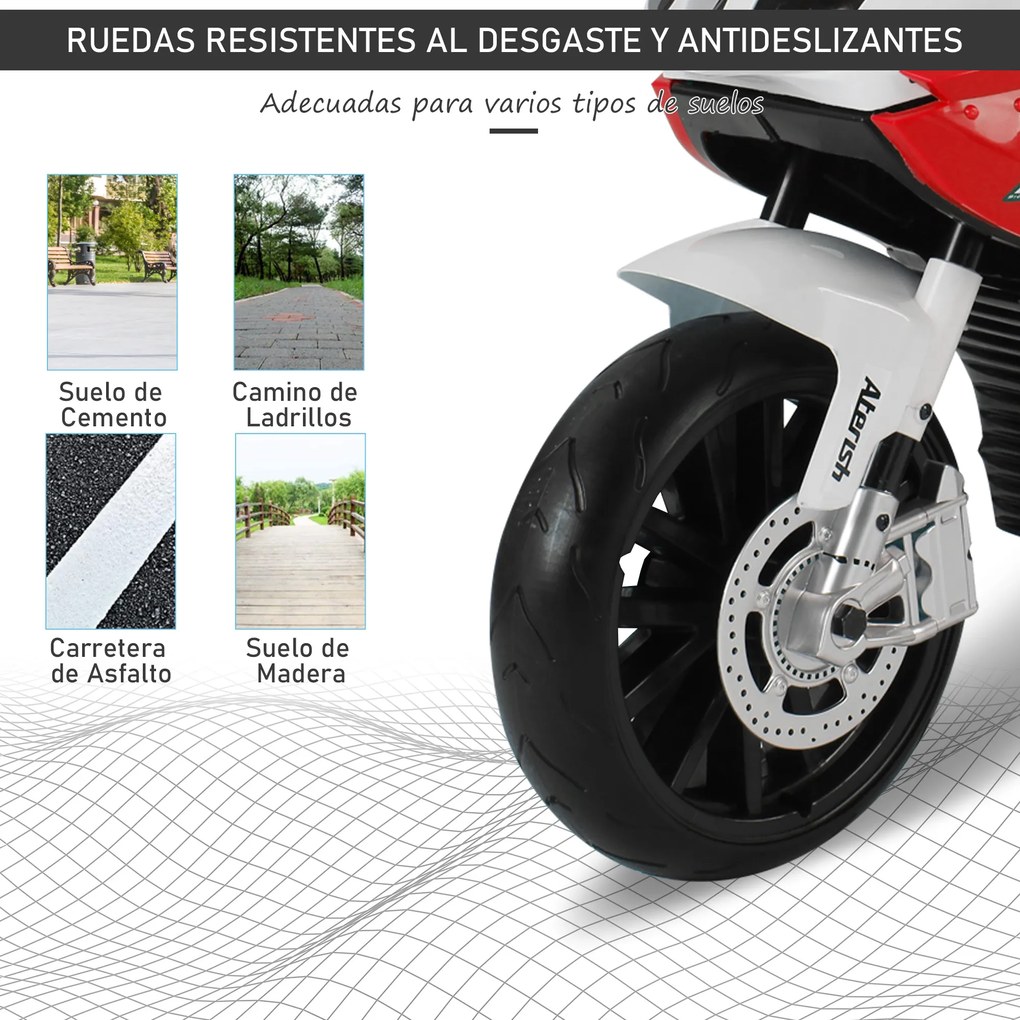 HomCom® Moto Eléctrica Infantil para Crianças 3-8 Anos Batería 12V 2 Motores com Luzes e Sons 110x47x69cm PP