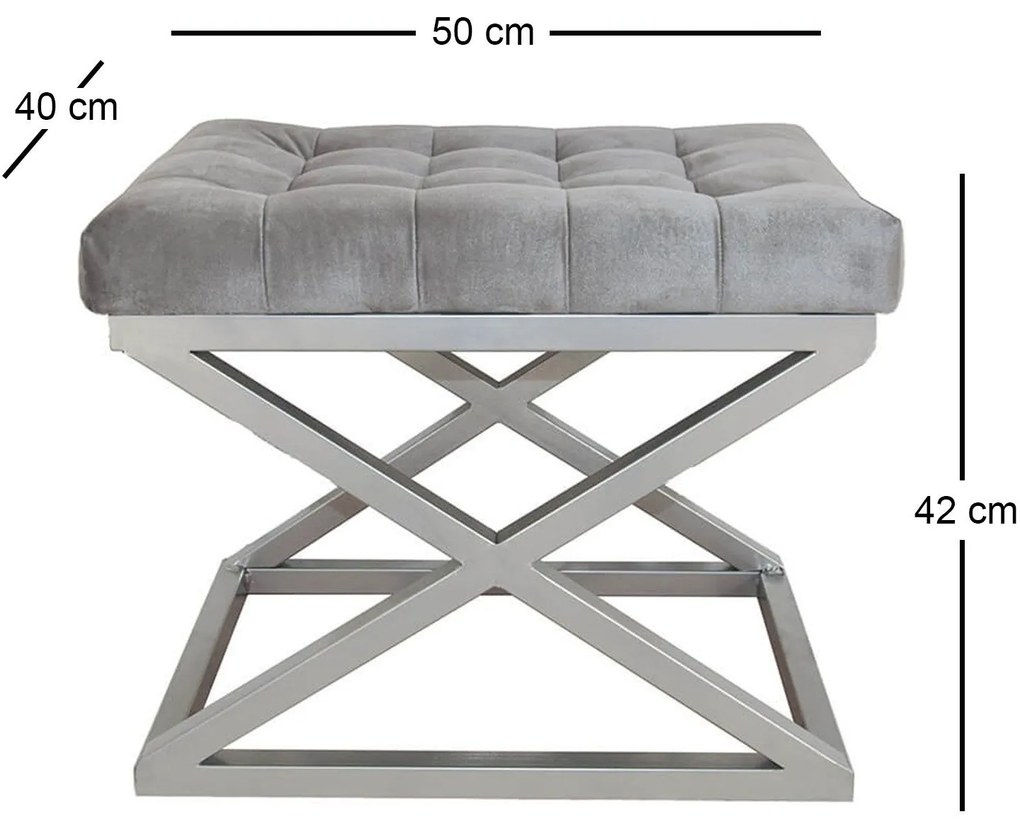 Pouffe Capraz – Cinzento Prateado – 50x42x40 cm