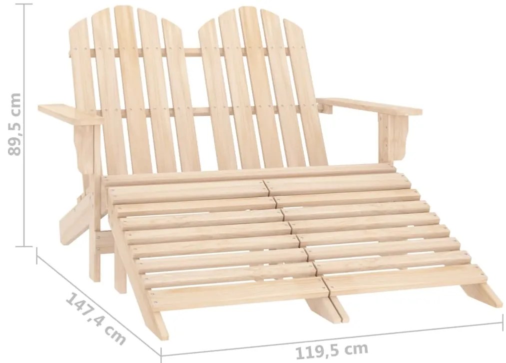 Cadeira de jardim e otomano Adirondack 2 lugares abeto