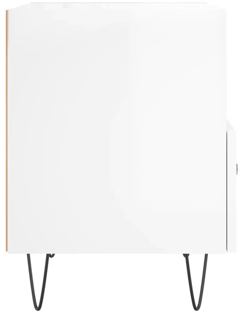 Mesas de cabeceira 2pcs derivados de madeira branco brilhante