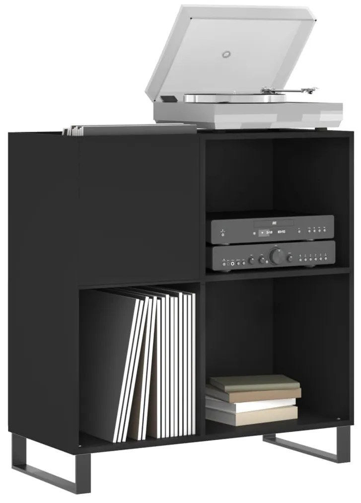 Armário para discos 84,5x38x89 cm derivados de madeira preto