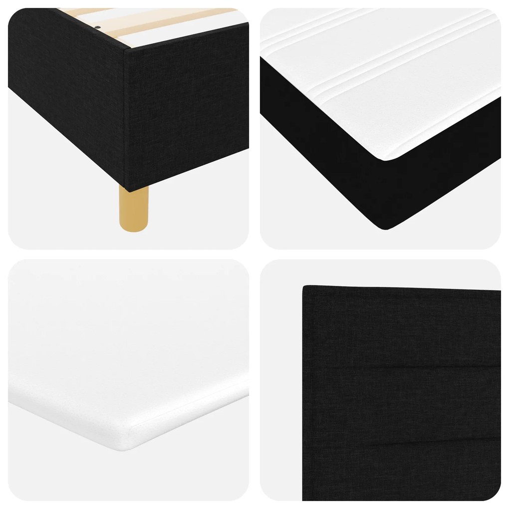 Cama Box com Colchão Preto 100x200 cm Tecido