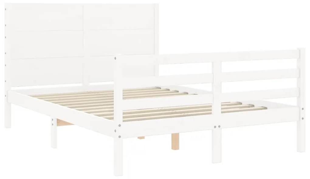 Estrutura de cama com cabeceira 120x200cm madeira maciça branco