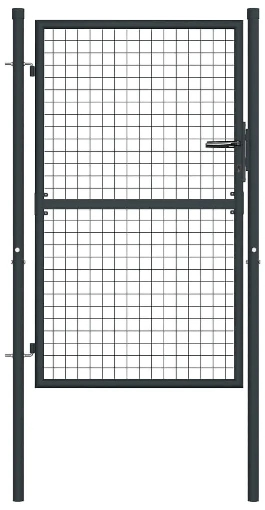 Portão de jardim em rede aço galvanizado 100x175 cm cinzento