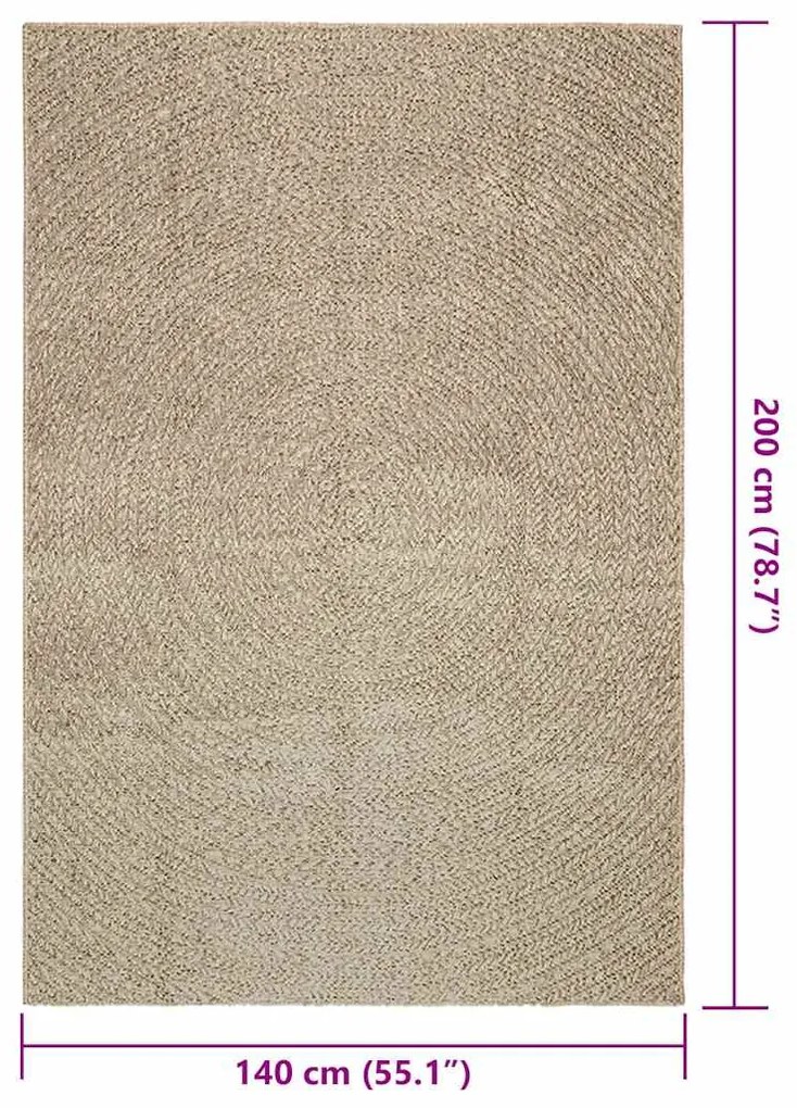 Tapete ZIZUR bege 140x200 cm aspeto de juta interior e exterior