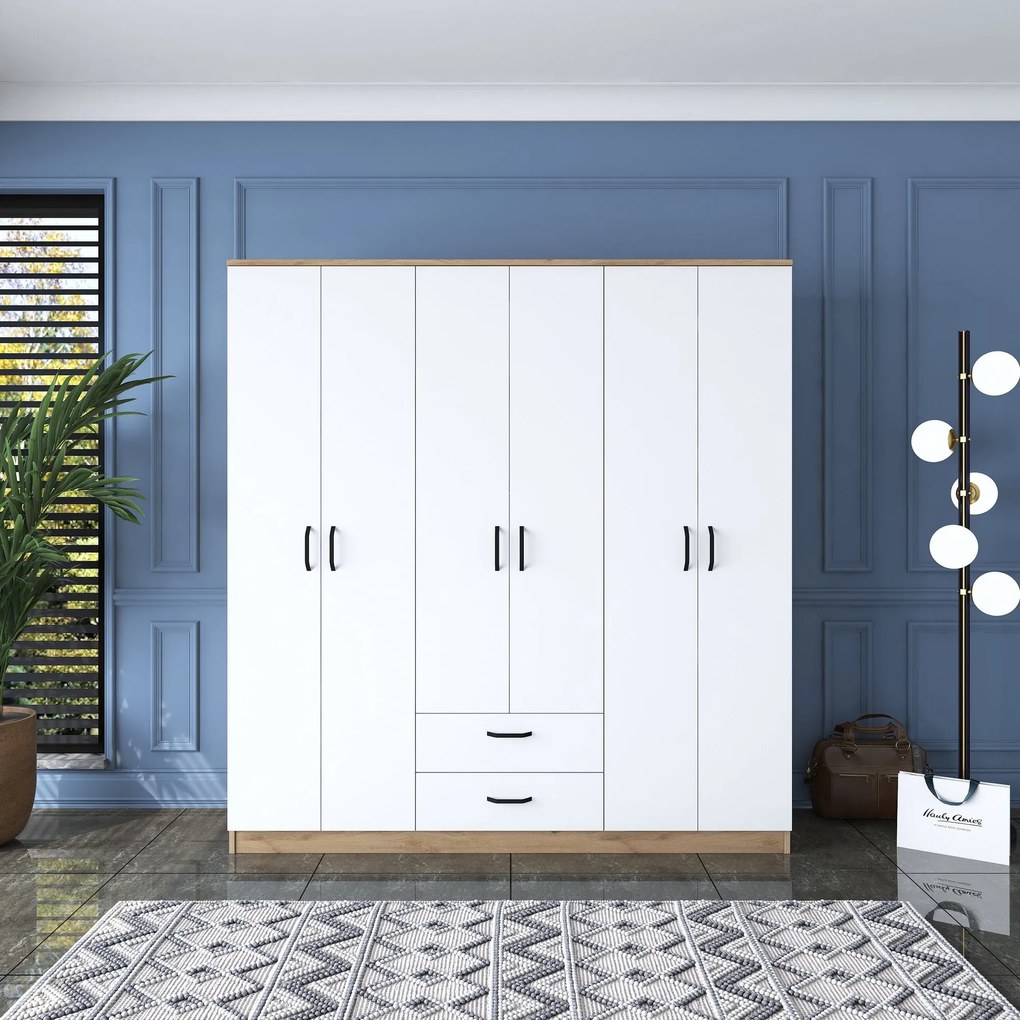 Guarda-Roupa BA115 – Nogueira e Branco – 180x190,8x47,3 cm