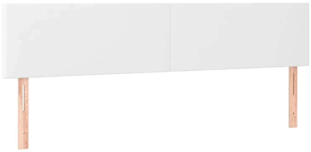 Cabeceira de cama c/ LED couro artificial 160x5x78/88 cm branco