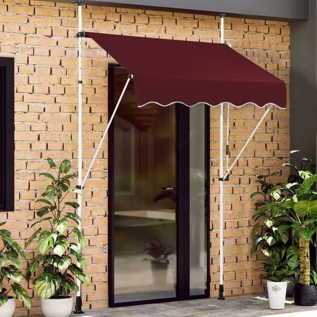 Toldo Telescópico e Retrátil 150 cm Resistente aos Raios UV Impermeável com Manivela Altura Regulável para Janela Varanda Jardim Vermelho
