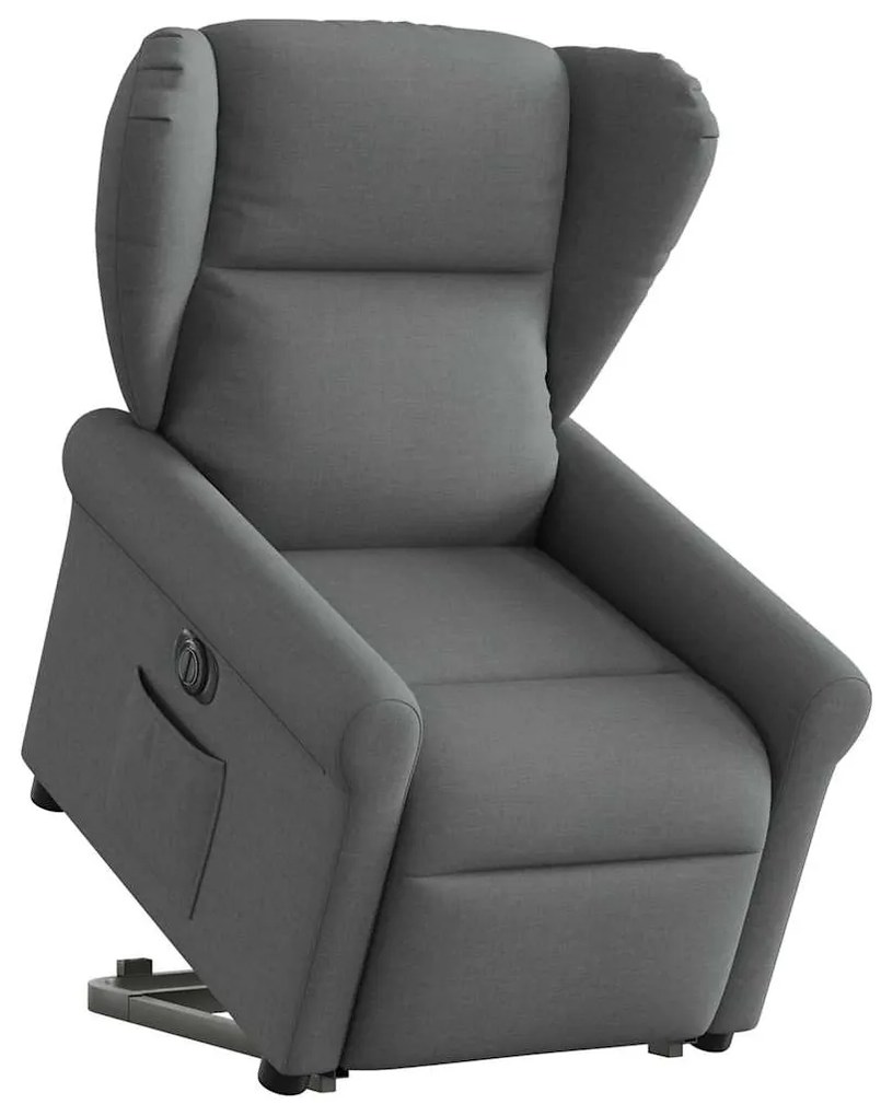 vidaXL Poltrona reclinável elevatória elétrica tecido cinzento-escuro