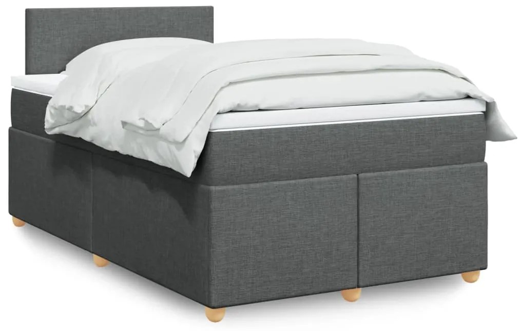 vidaXL Cama com molas/colchão 120x200 cm tecido cinzento-escuro