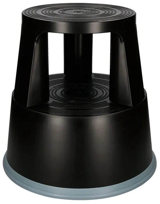 Tamborete / Escadote Q-Connect com Rodas Retrateis Preto