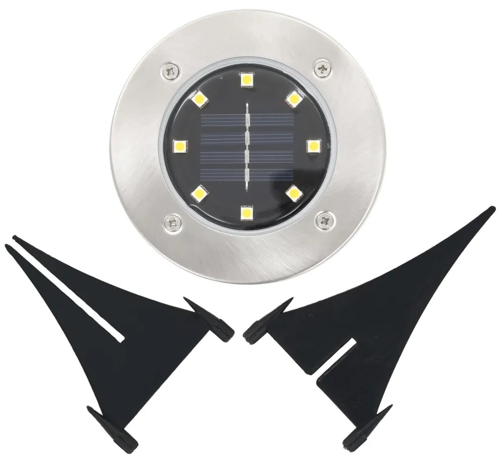 Iluminação LED solar de solo 8 pcs branco quente