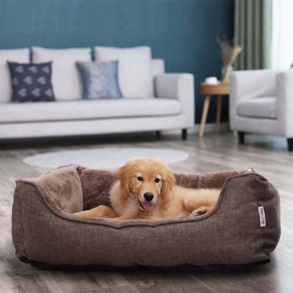 Cama lavável para cães 90 x 25 x 75 cm castanha