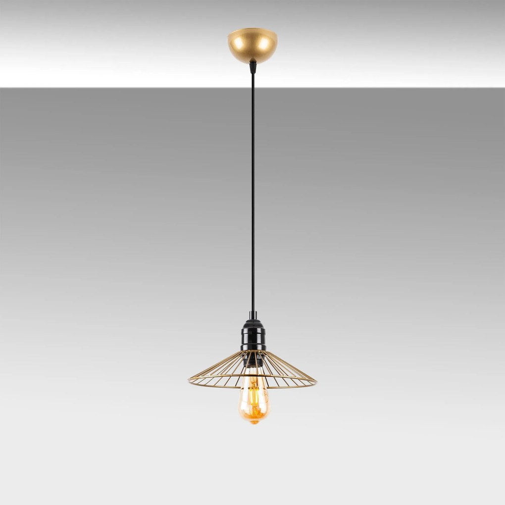 Candeeiro de Teto Kila – Dourado Brilhante – 25 x 25 x 114 cm