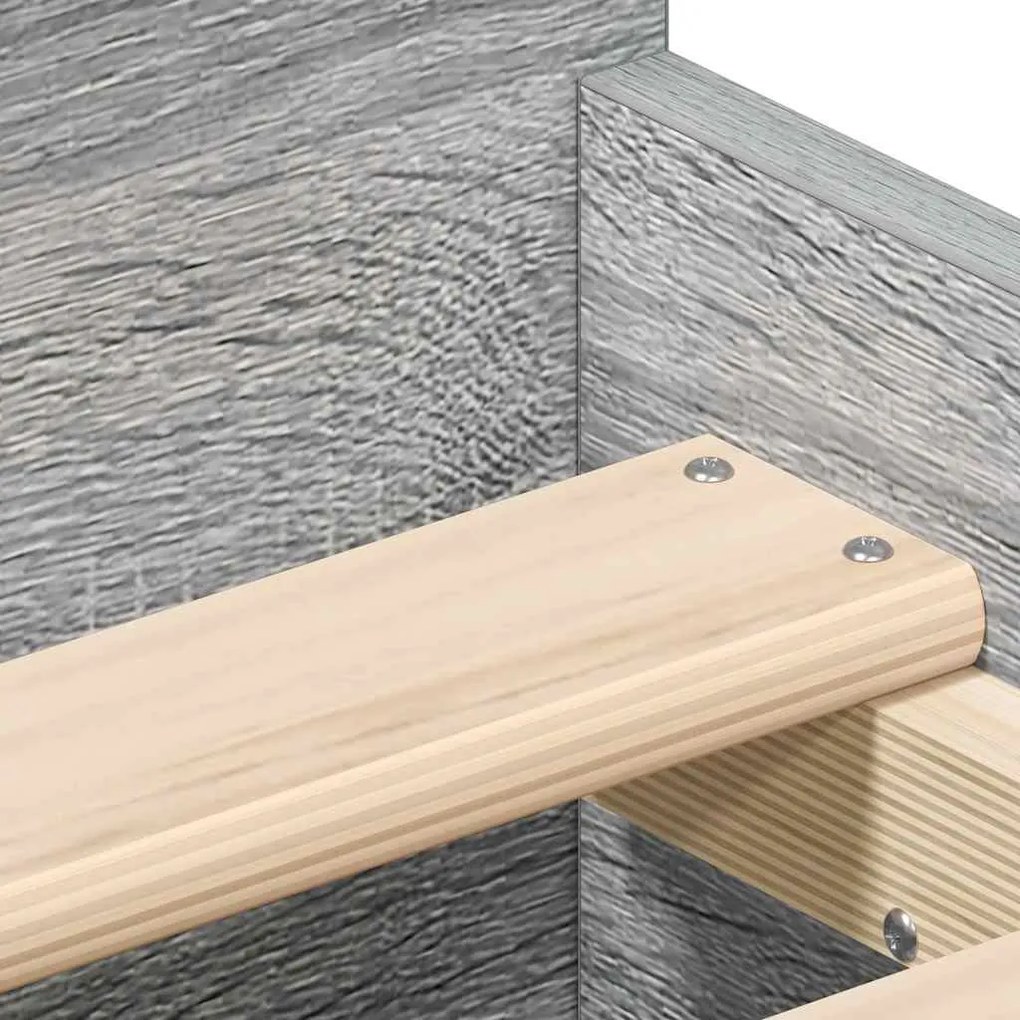 Estrutura de cama c/ painéis de cabeceira e pés cinzento sonoma
