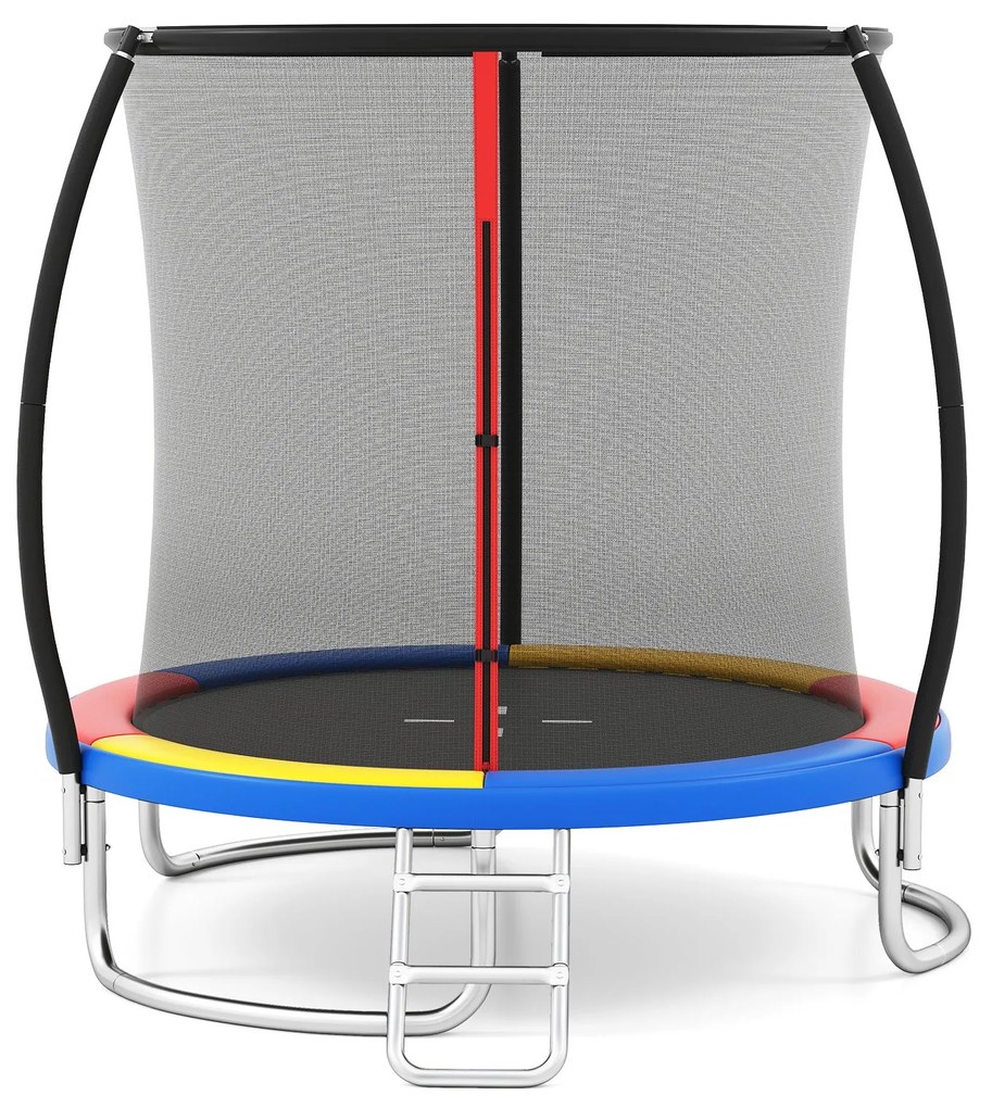 Trampolim para crianças Ø244 cm com escada e rede de segurança, para jardim multicolorido