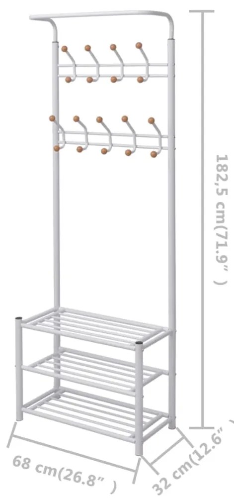 Suporte para roupas com sapateira 68x32x182,5 cm branco