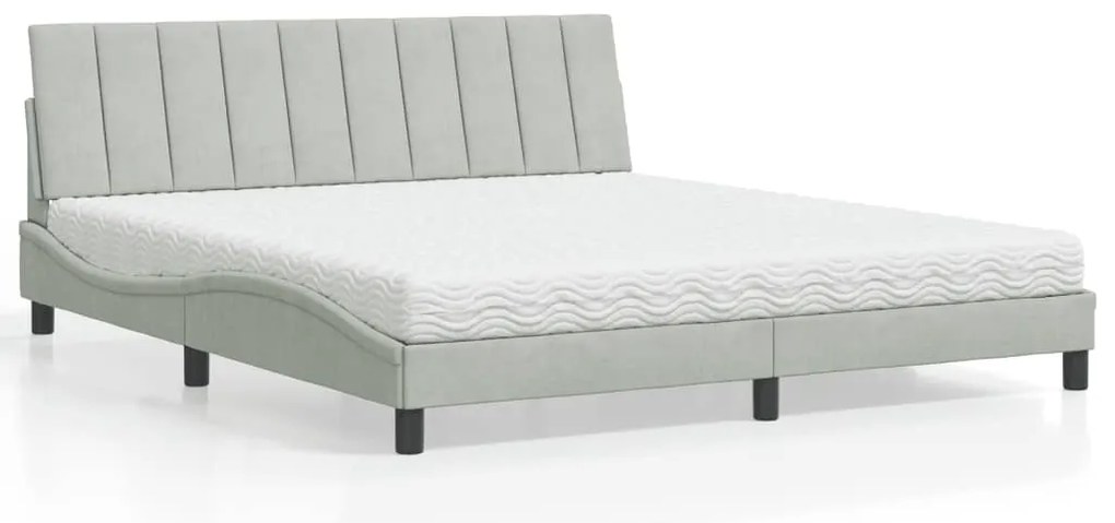vidaXL Cama com colchão Hanko 180x200 cm veludo cinzento-claro