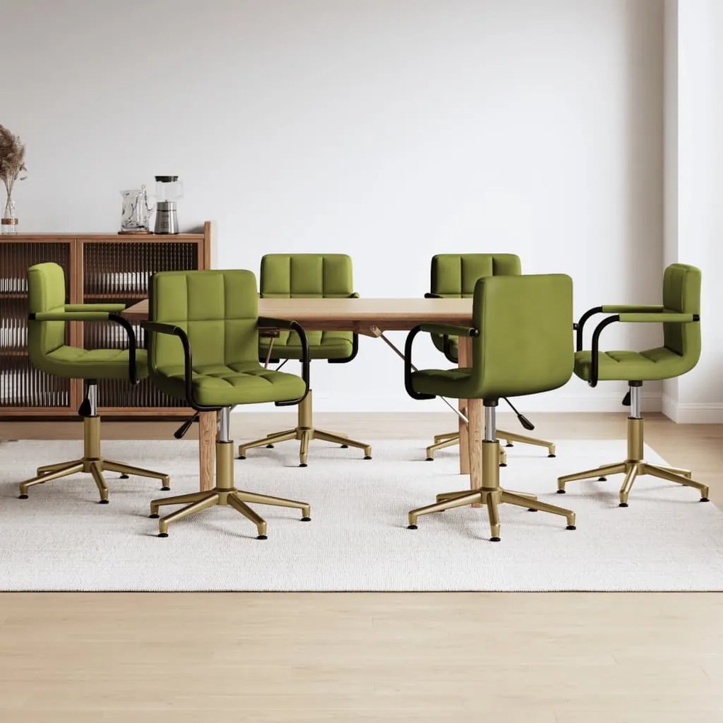 vidaXL Cadeira de jantar giratórias 6 pcs veludo verde-claro