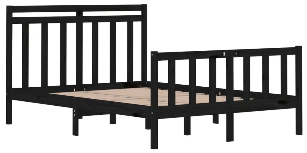Estrutura de cama 140x190 cm madeira maciça preto