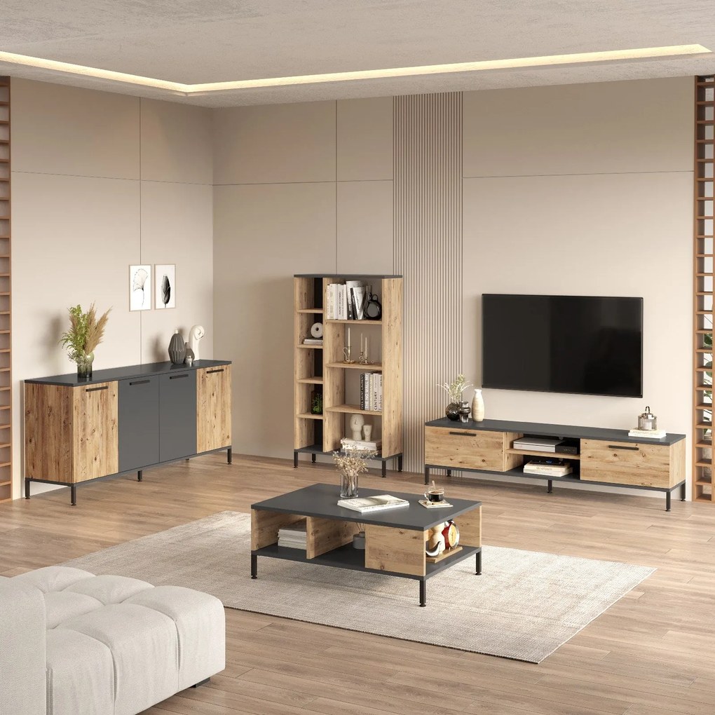 Conjunto de Mobiliário de Sala de Estar RL6 – Pinho Atlântico Antracit