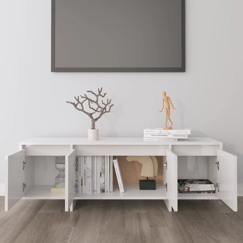 Móvel p/ TV 120x30x40,5 cm derivados madeira branco brilhante